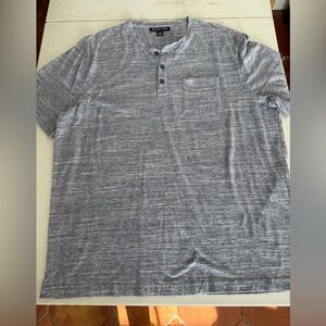Michael Kors Blue Heathered Short Sleeve Henley Tee